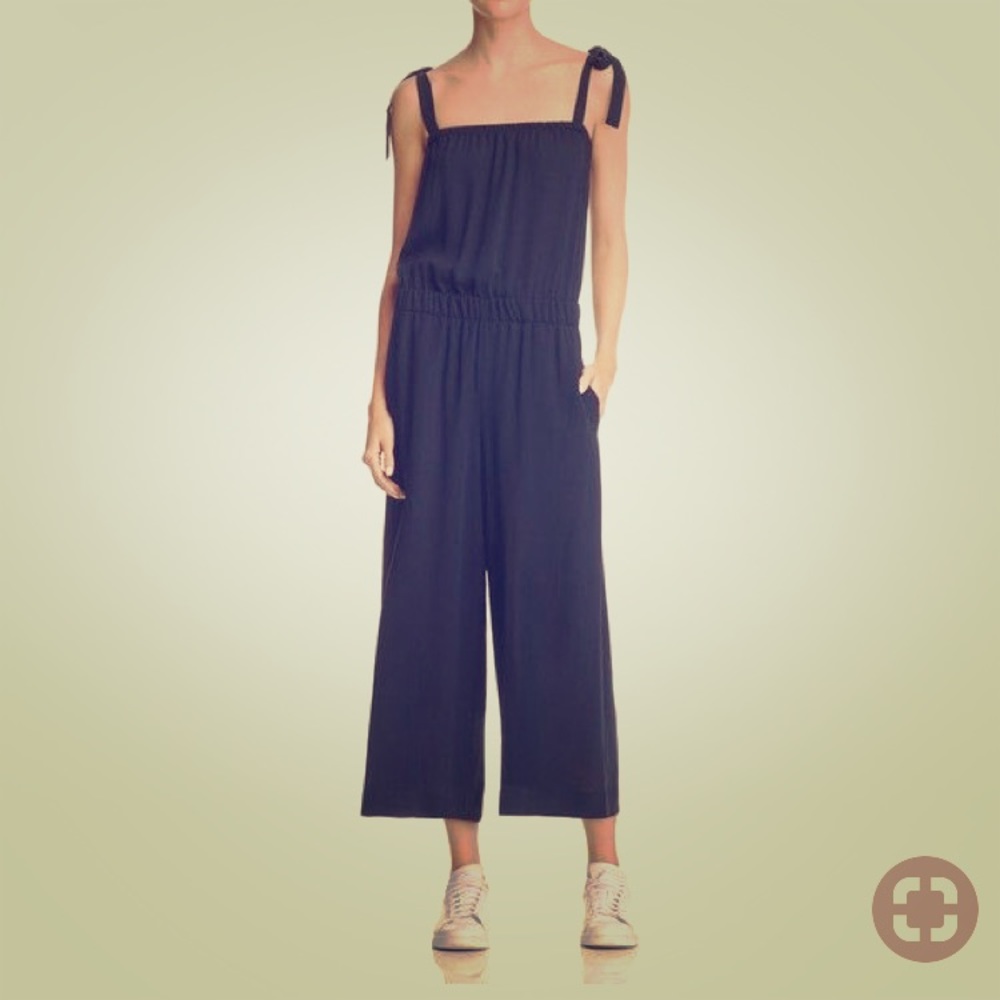 Theory Alavine Tie-Shoulder Silk Jumpsuit
